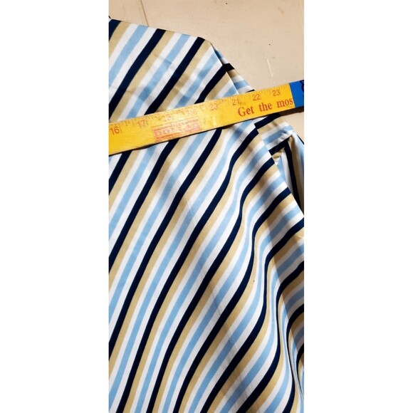 3XL Striped Button Down Shirt White Blue Gold, Fubu x Sean John, Embroidered - Picture 10 of 14